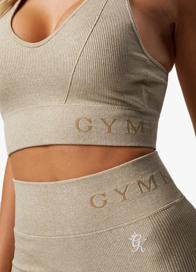 Gym King Sports Bras Women Formation Racer Rib Bra 8211 Oatmeal Marl