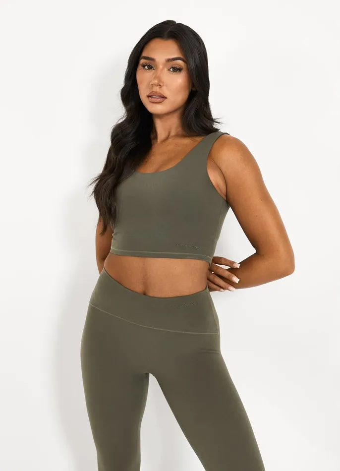 Gym King Sports Bras Women Peach Luxe Tank 8211 Olive Luxe