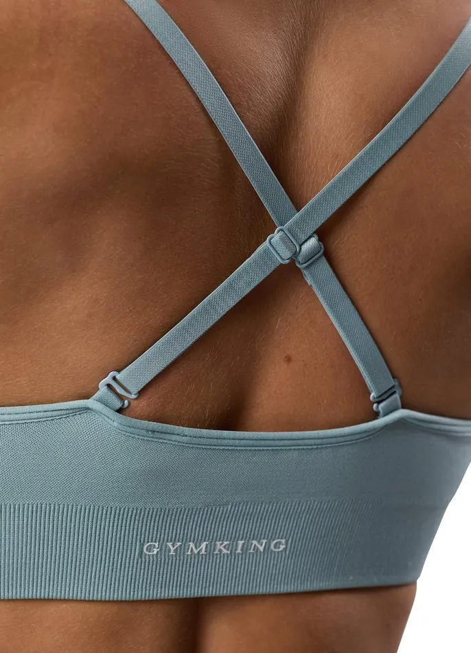 Gym King Sports Bras Women Sculpt Seamless Scrunch Bra 8211 Stone Blue