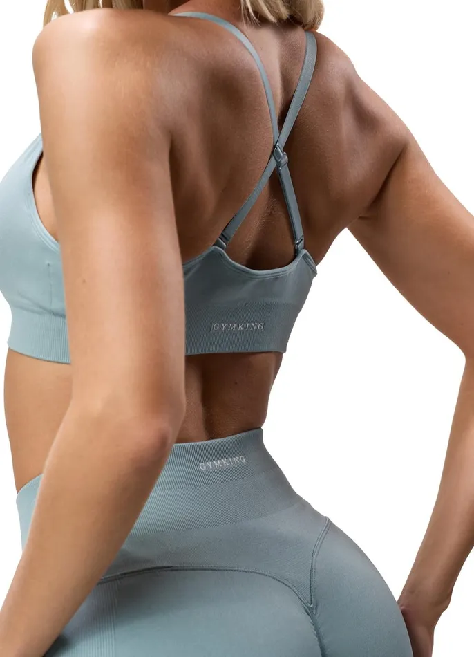 Gym King Sports Bras Women Sculpt Seamless Scrunch Bra 8211 Stone Blue