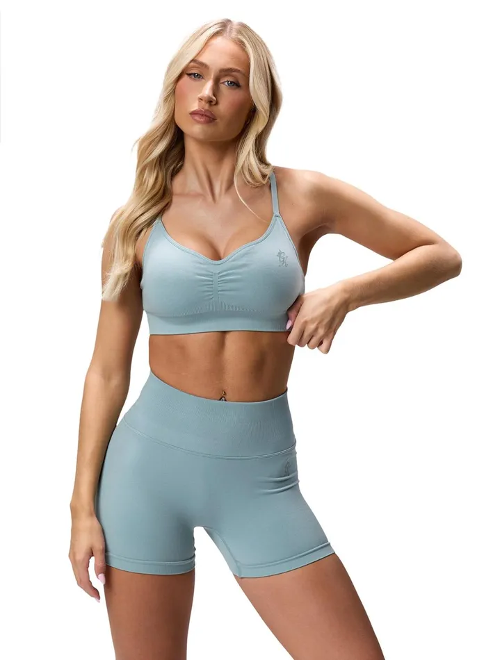 Gym King Sports Bras Women Sculpt Seamless Scrunch Bra 8211 Stone Blue