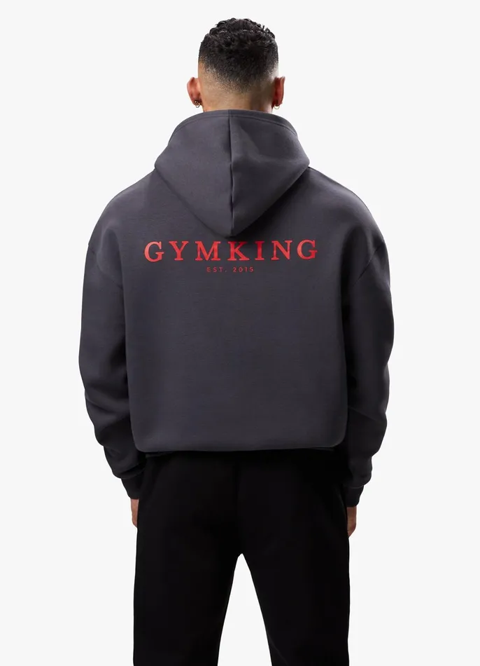 Gym King Sweatshirts and Hoodies Men Established Hood 8211 Dark PewterRed