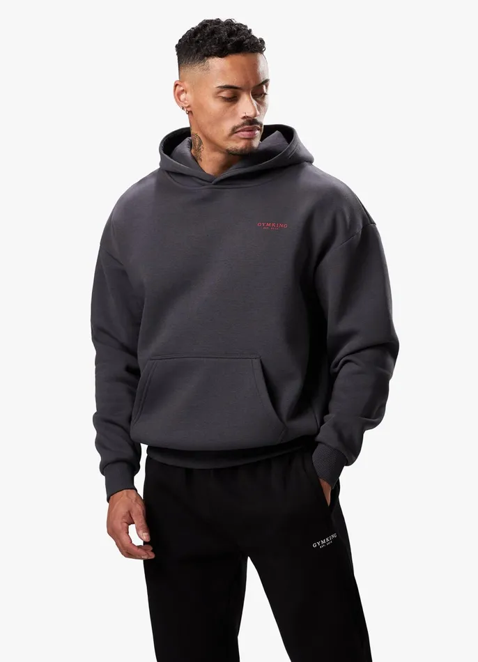 Gym King Sweatshirts and Hoodies Men Established Hood 8211 Dark PewterRed