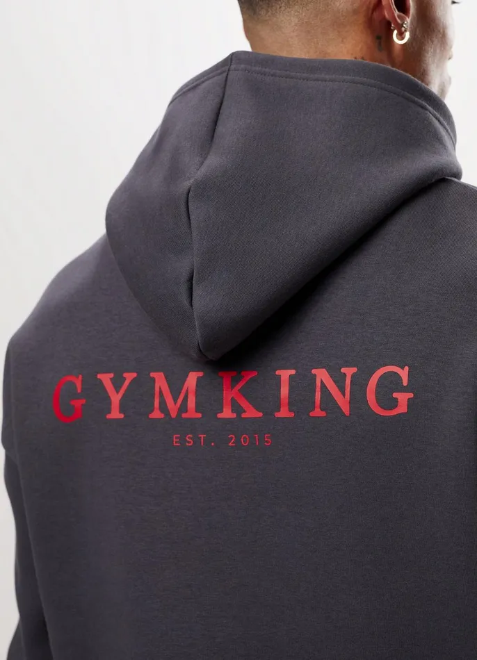 Gym King Sweatshirts and Hoodies Men Established Hood 8211 Dark PewterRed
