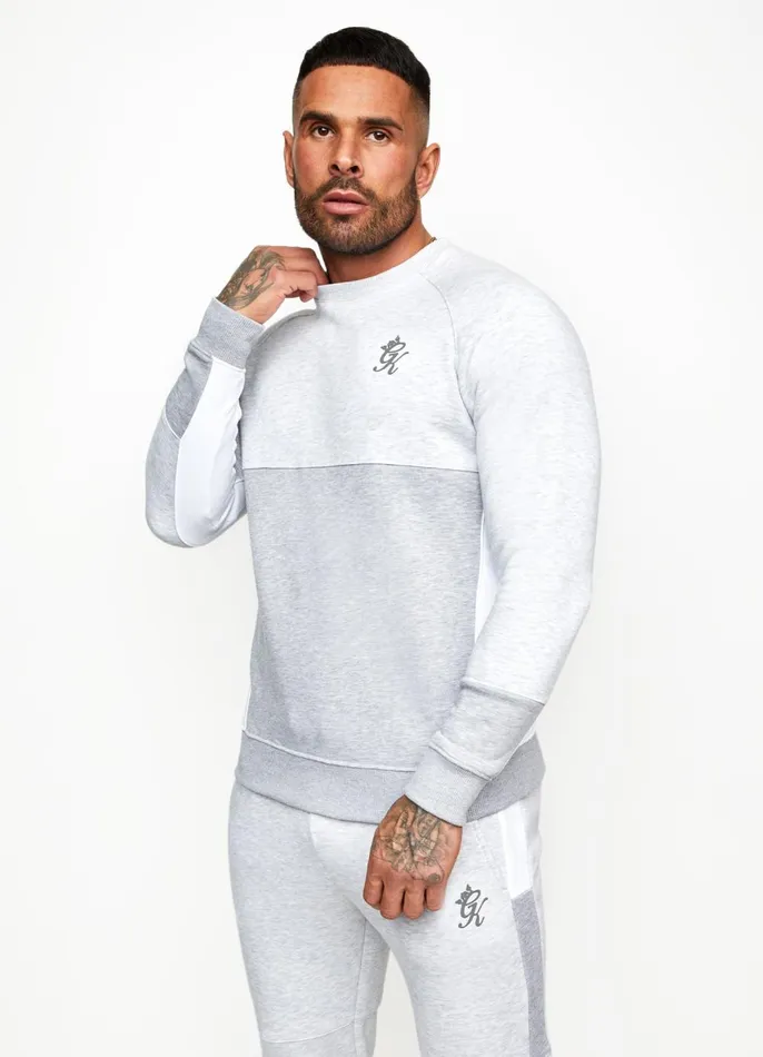 Gym King Sweatshirts and Hoodies Men Minefield Crew 8211 Snow MarlWhiteLight Grey Marl