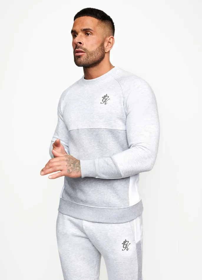 Gym King Sweatshirts and Hoodies Men Minefield Crew 8211 Snow MarlWhiteLight Grey Marl