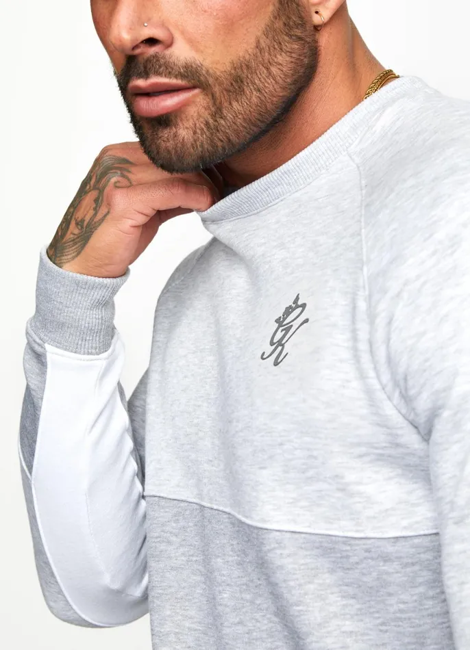 Gym King Sweatshirts and Hoodies Men Minefield Crew 8211 Snow MarlWhiteLight Grey Marl