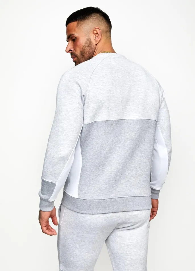 Gym King Sweatshirts and Hoodies Men Minefield Crew 8211 Snow MarlWhiteLight Grey Marl