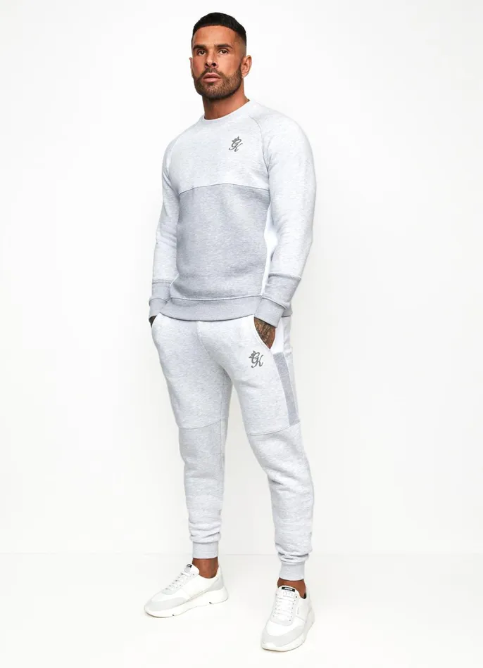 Gym King Sweatshirts and Hoodies Men Minefield Crew 8211 Snow MarlWhiteLight Grey Marl