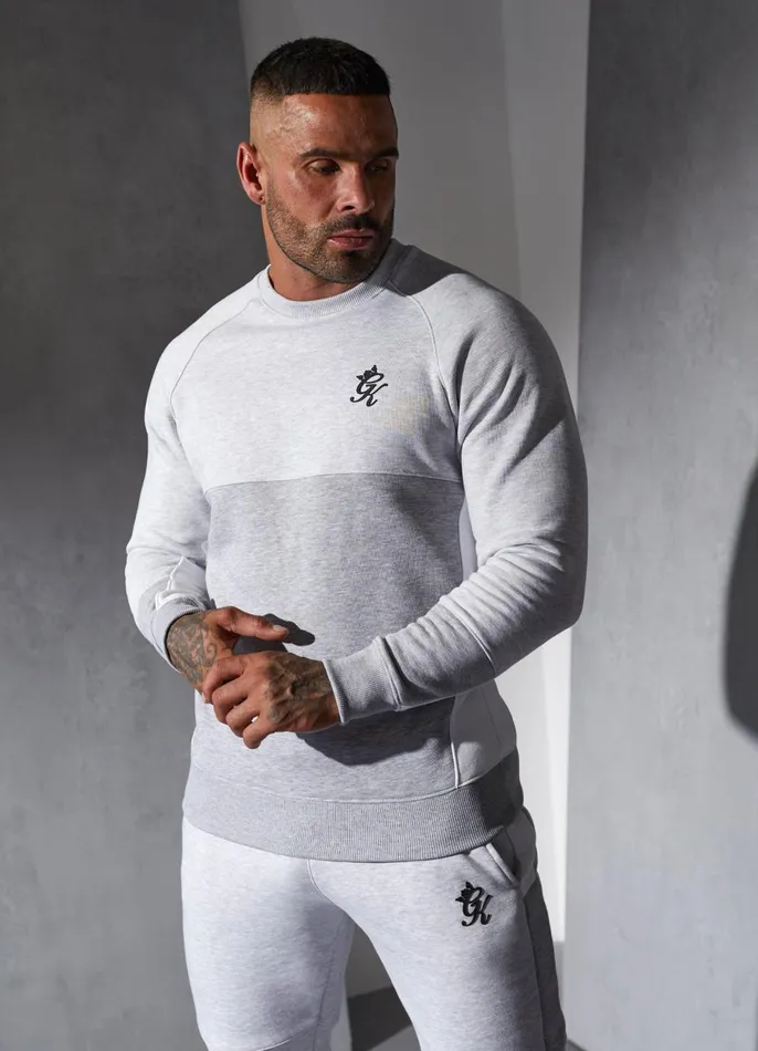 Gym King Sweatshirts and Hoodies Men Minefield Crew 8211 Snow MarlWhiteLight Grey Marl