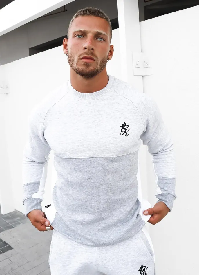 Gym King Sweatshirts and Hoodies Men Minefield Crew 8211 Snow MarlWhiteLight Grey Marl