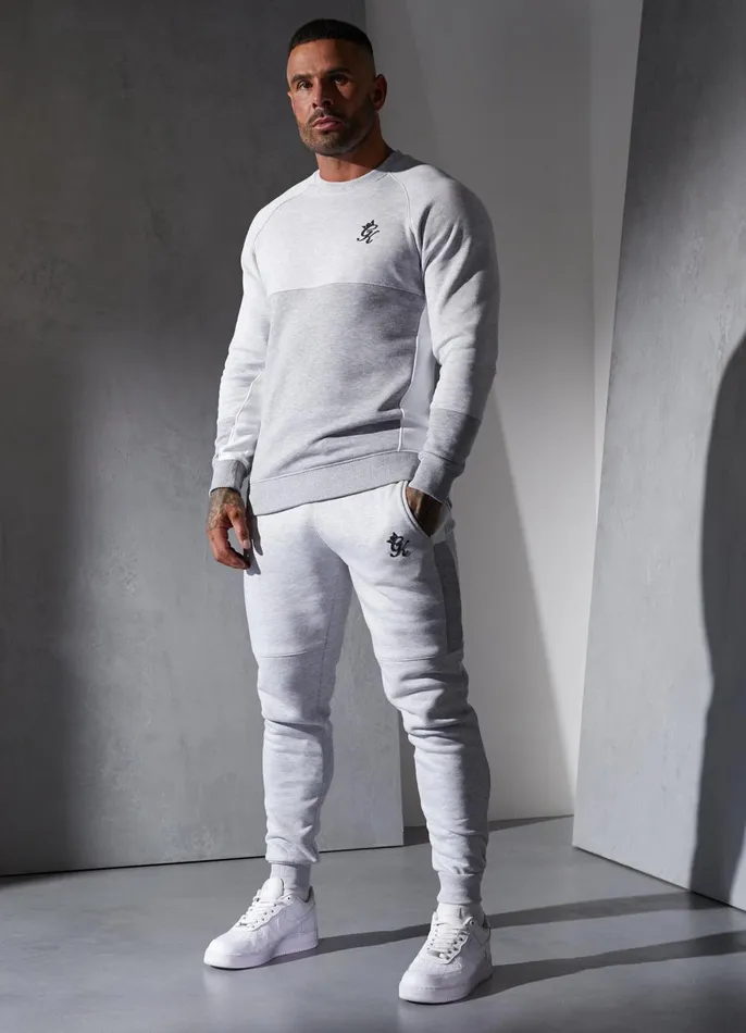 Gym King Sweatshirts and Hoodies Men Minefield Crew 8211 Snow MarlWhiteLight Grey Marl