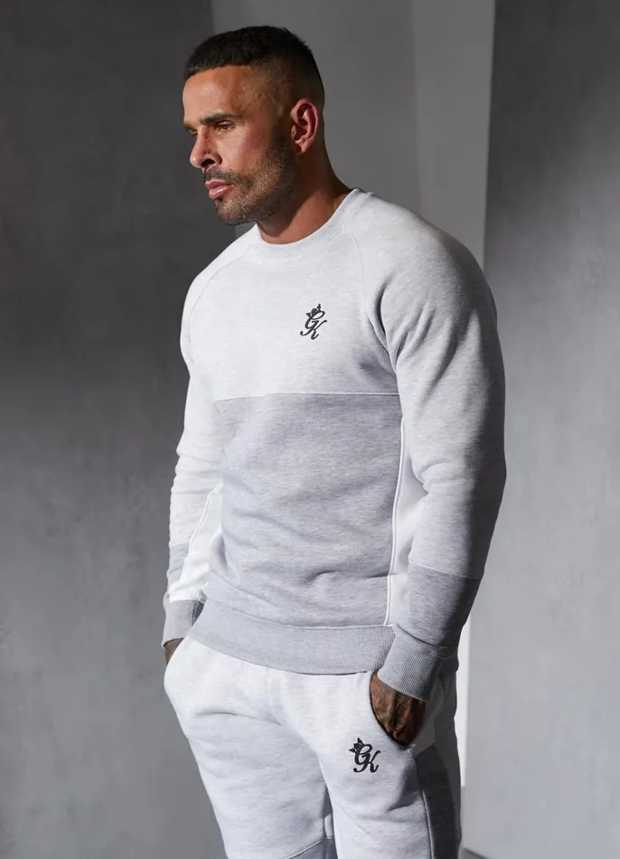 Gym King Sweatshirts and Hoodies Men Minefield Crew 8211 Snow MarlWhiteLight Grey Marl