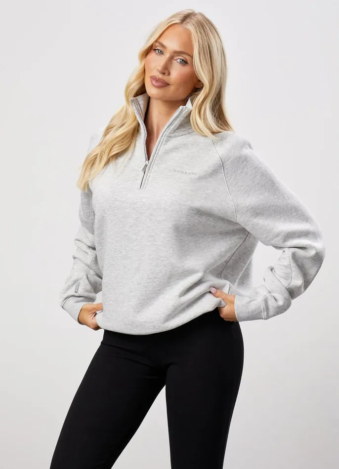 Gym King Sweatshirts and Hoodies Women 365 Raglan Sleeve Funnel 8211 Snow Marl