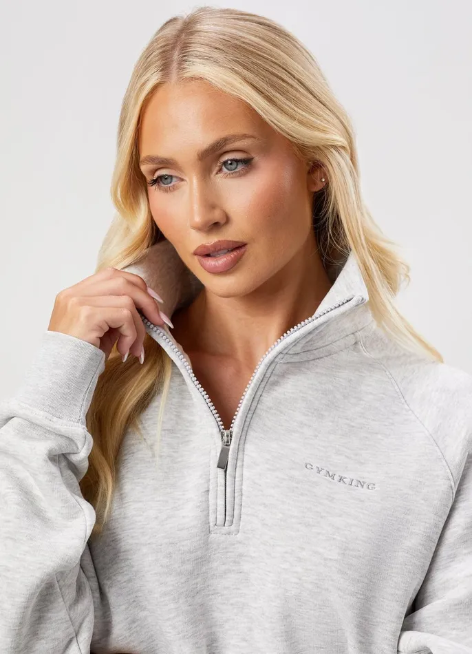 Gym King Sweatshirts and Hoodies Women 365 Raglan Sleeve Funnel 8211 Snow Marl