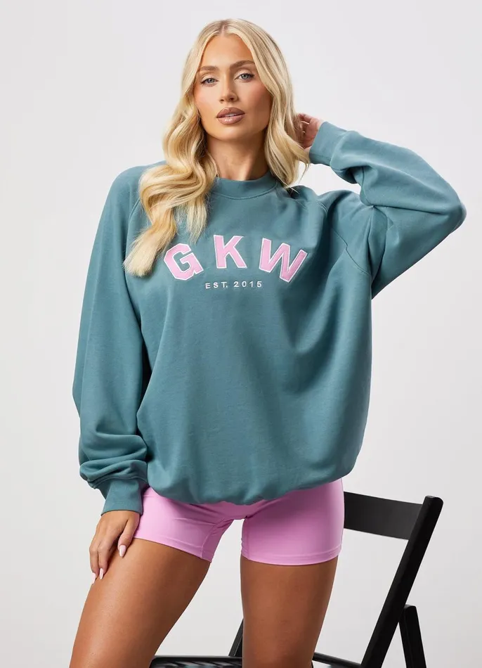 Gym King Sweatshirts and Hoodies Women GKW Relaxed Fit Crew 8211 Lake Blue
