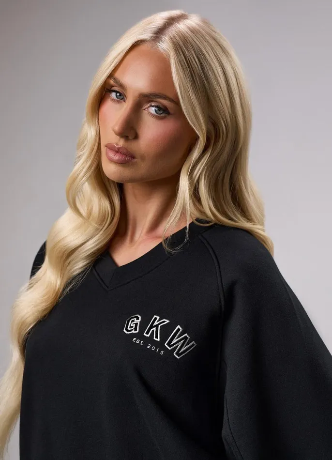 Gym King Sweatshirts and Hoodies Women GKW Sports Luxe V Neck Crew 8211 Black