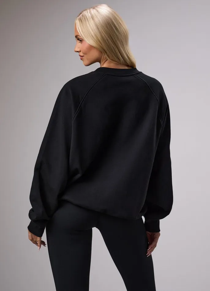 Gym King Sweatshirts and Hoodies Women GKW Sports Luxe V Neck Crew 8211 Black