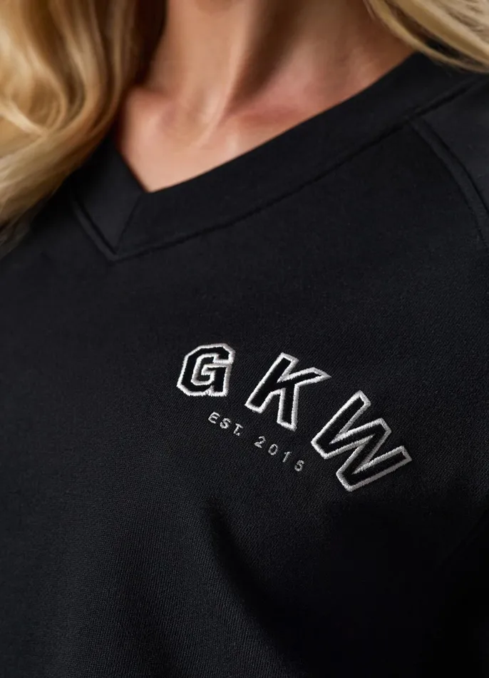 Gym King Sweatshirts and Hoodies Women GKW Sports Luxe V Neck Crew 8211 Black
