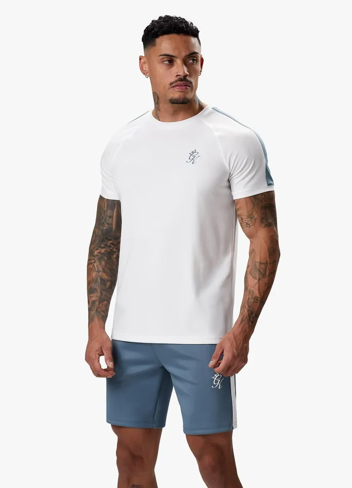 Gym King TShirts Men Core Plus Poly Tee 8211 WhiteStone Blue