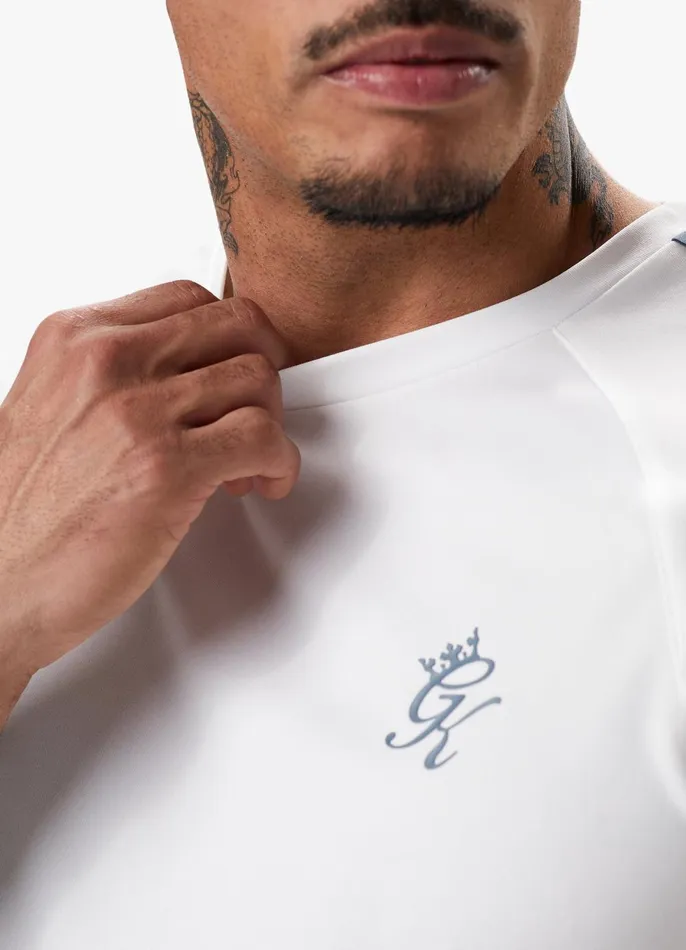 Gym King TShirts Men Core Plus Poly Tee 8211 WhiteStone Blue