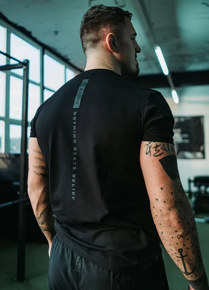 Gym King TShirts Men Nothing Beats Belief Tee 8211 Black