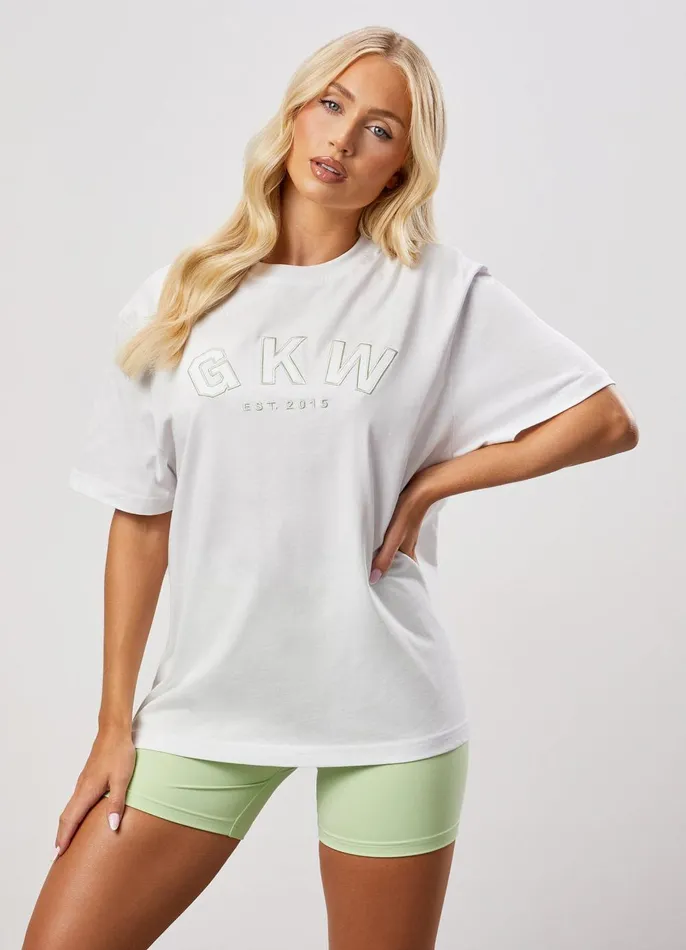 Gym King Tops and TShirts Women GKW Boyfriend Tee 8211 WhitePistachio