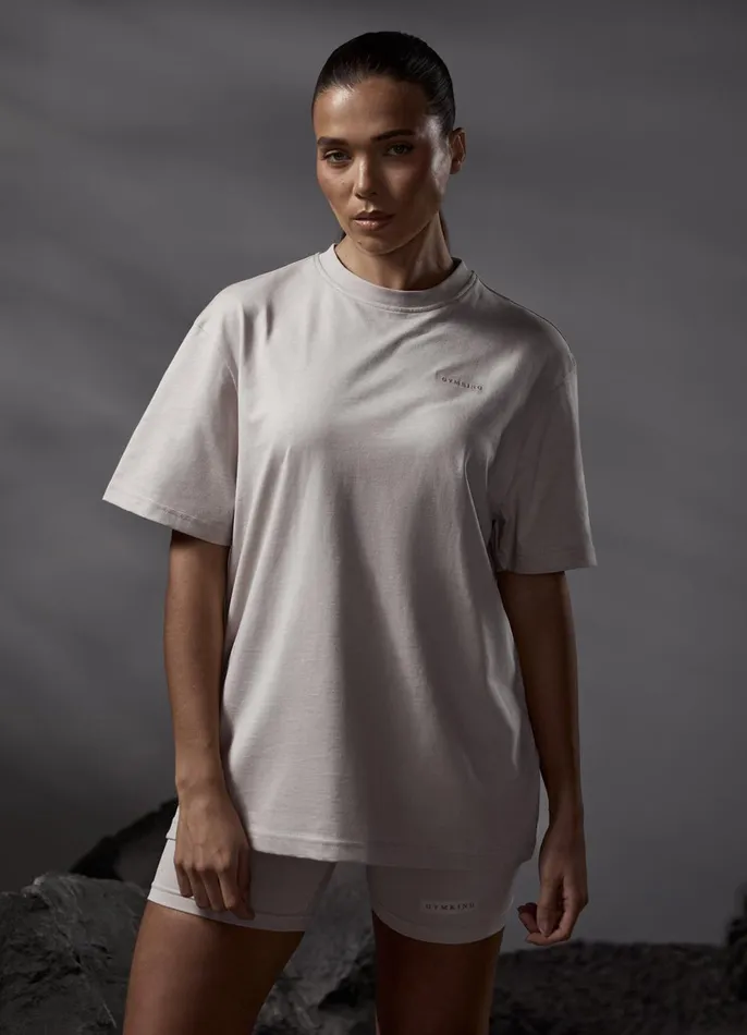 Gym King Tops and TShirts Women Stoic Boyfriend Tee 8211 Light Stone