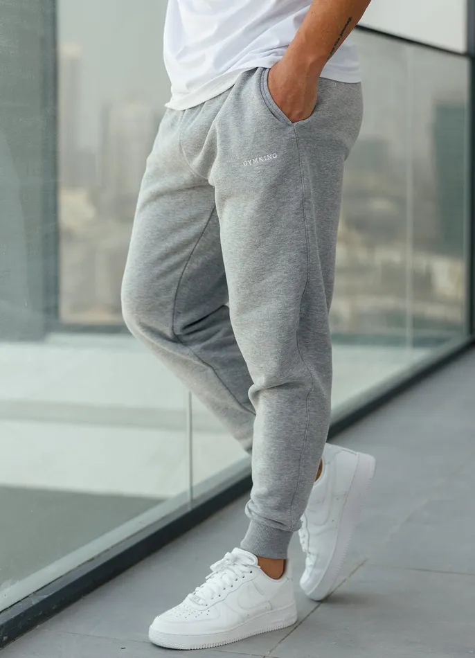 Gym King Tracksuit Bottoms Men Linear Fundamental Jogger 8211 Grey Marl