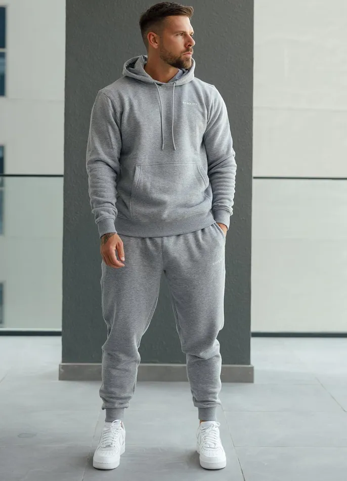 Gym King Tracksuit Bottoms Men Linear Fundamental Jogger 8211 Grey Marl