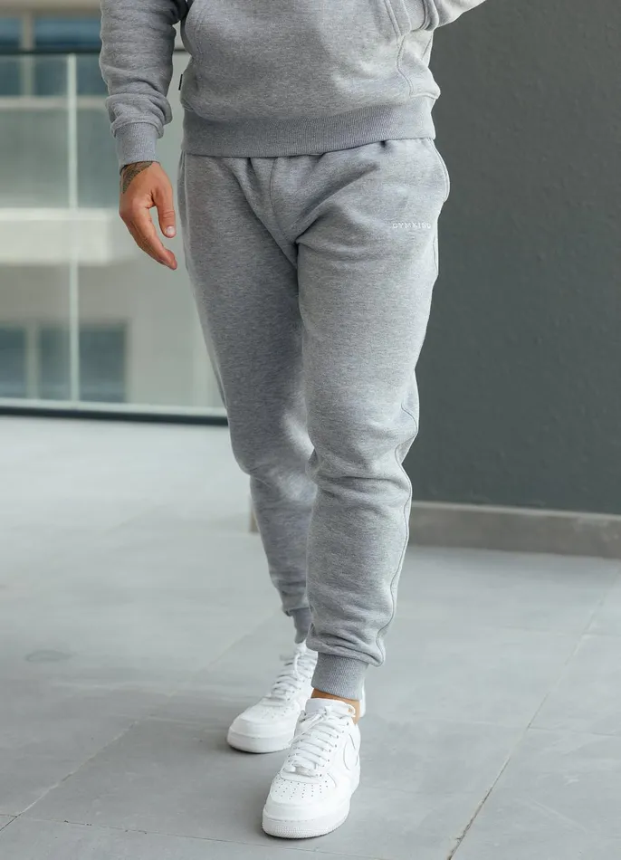 Gym King Tracksuit Bottoms Men Linear Fundamental Jogger 8211 Grey Marl