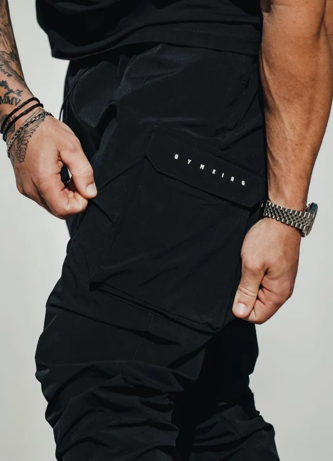 Gym King Tracksuit Bottoms Men Rebellion Cargo Jogger 8211 Black