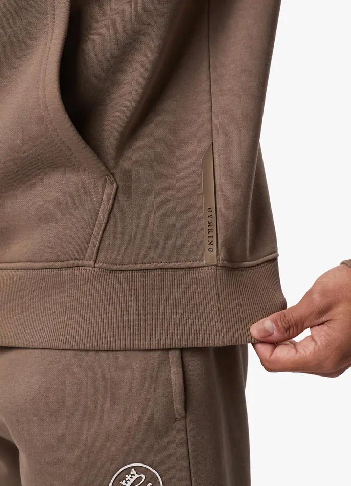 Gym King Tracksuits Men Pro Logo Fleece Tracksuit 8211 Dark Taupe