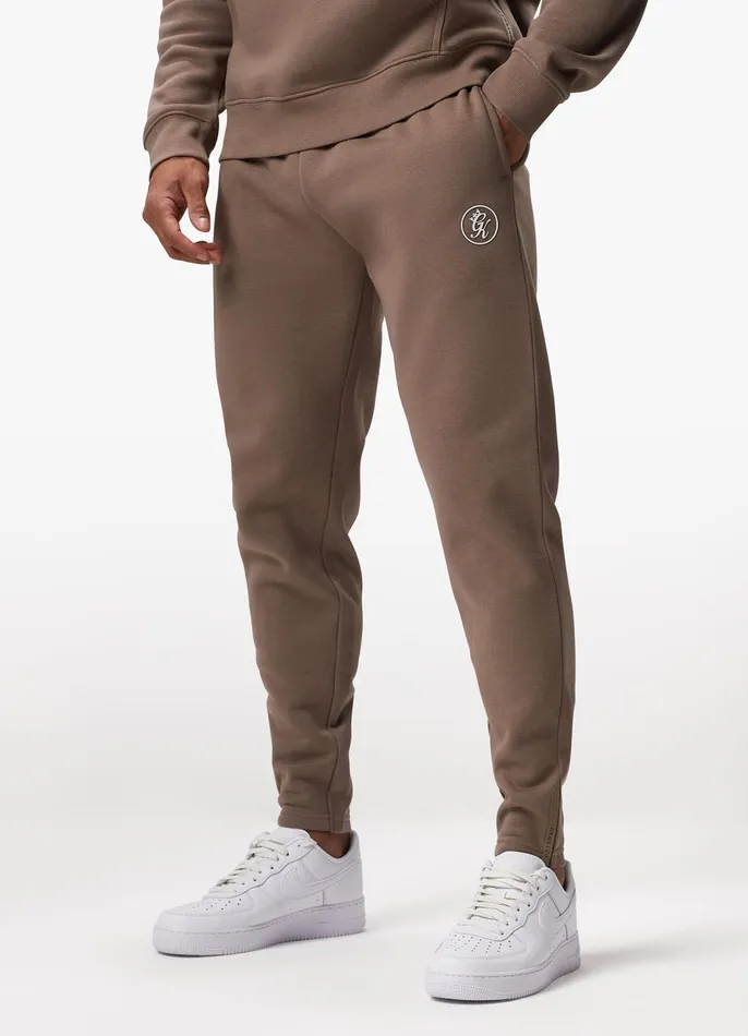 Gym King Tracksuits Men Pro Logo Fleece Tracksuit 8211 Dark Taupe