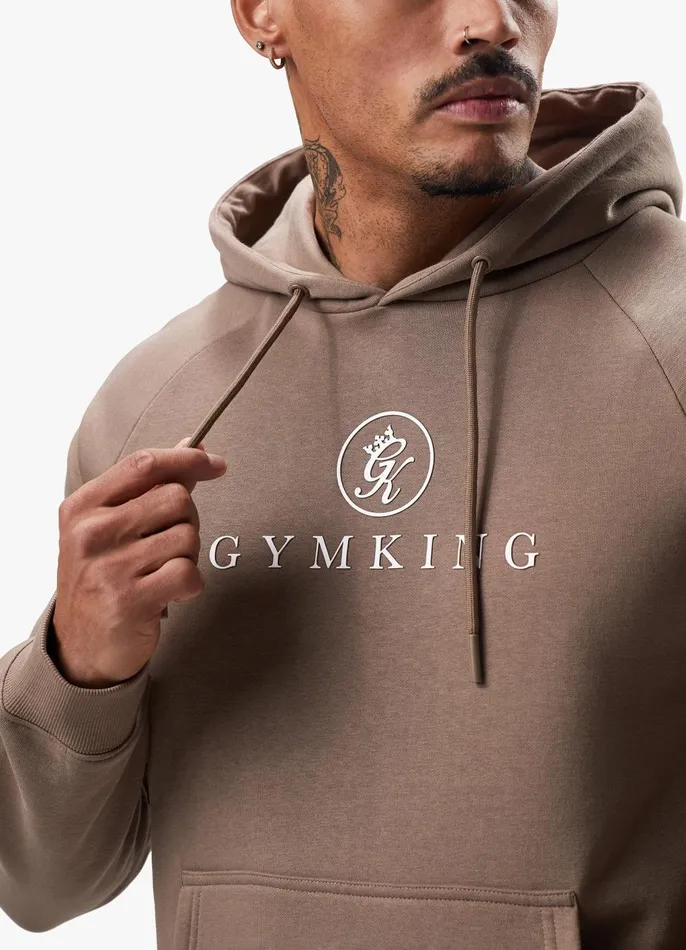 Gym King Tracksuits Men Pro Logo Fleece Tracksuit 8211 Dark Taupe