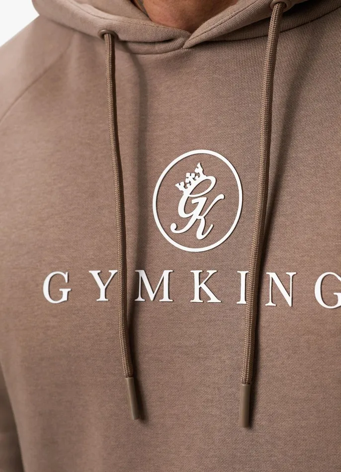 Gym King Tracksuits Men Pro Logo Fleece Tracksuit 8211 Dark Taupe