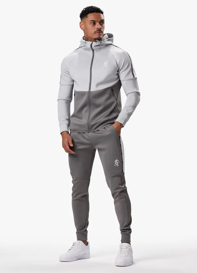 Gym King Tracksuits Men Taped Core Plus Tracksuit 8211 Silver GreySteel