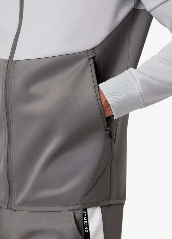 Gym King Tracksuits Men Taped Core Plus Tracksuit 8211 Silver GreySteel