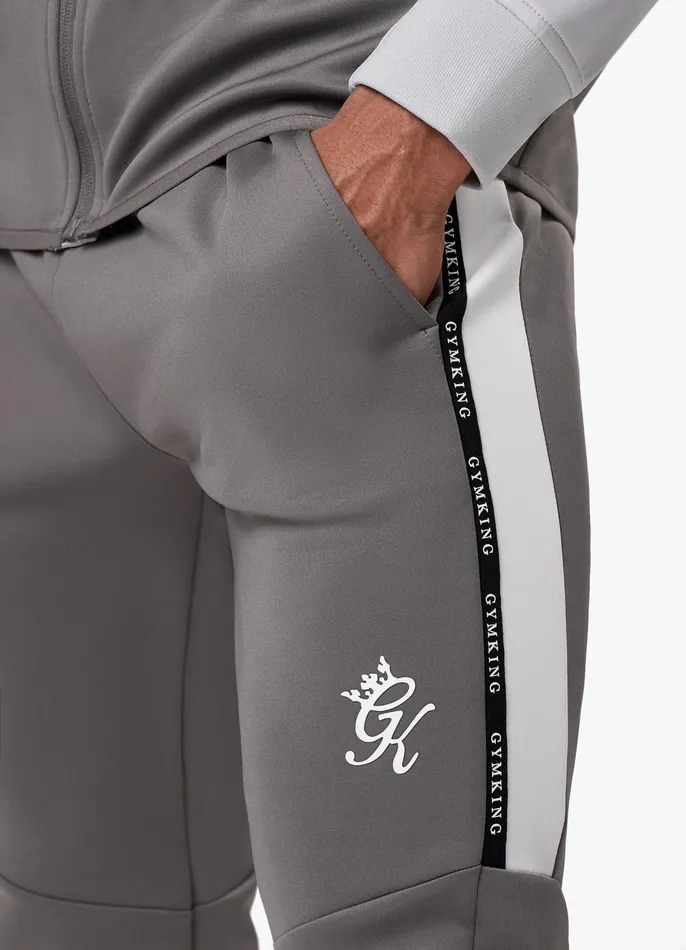 Gym King Tracksuits Men Taped Core Plus Tracksuit 8211 Silver GreySteel