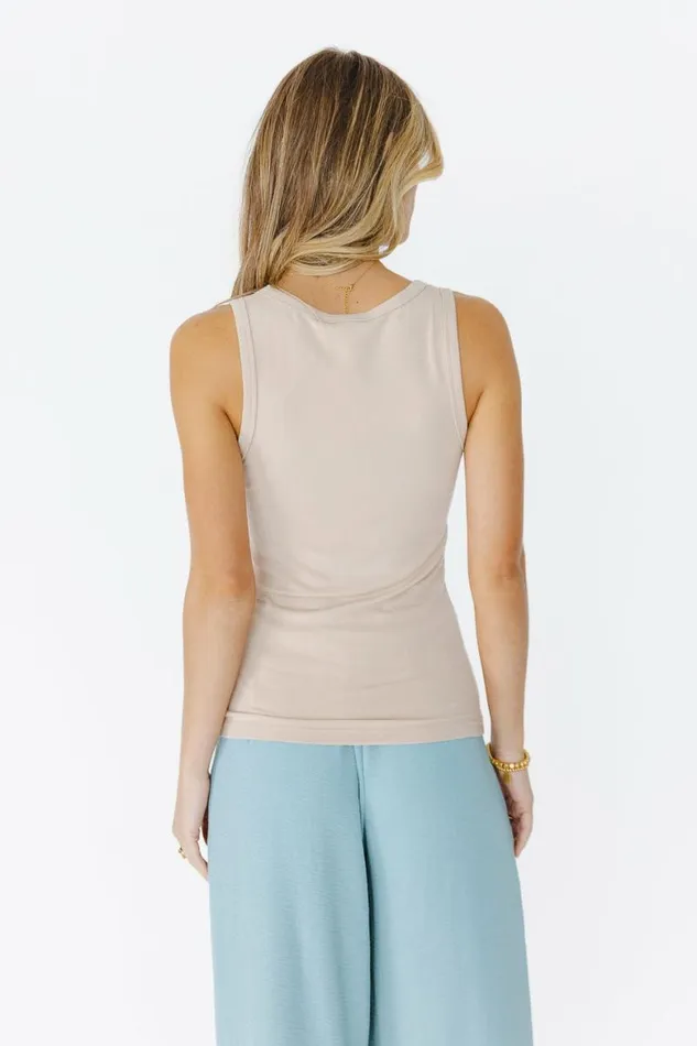 Harlowe Tank In Tan Tan Women Bohme Tees and Tanks