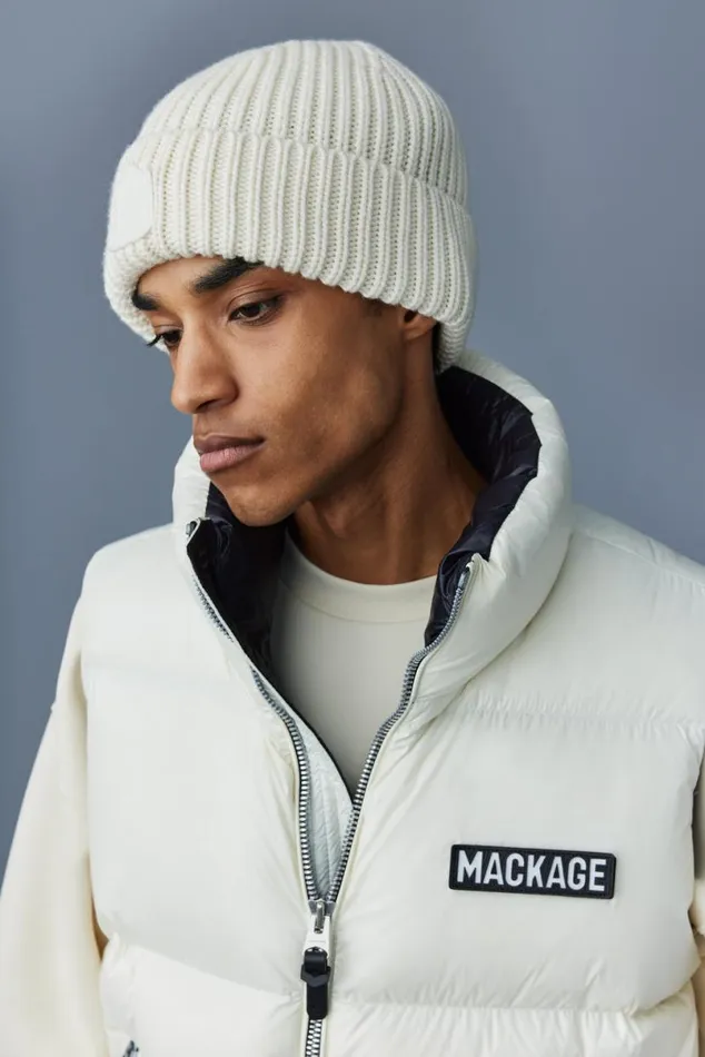 Hats Men Mackage JUDE Handknit Toque With Ribbed Cuff Cream