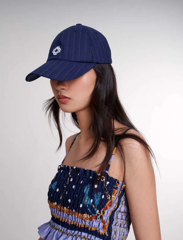 Hats Women Maje Striped Cap Navy Tennis Stripe