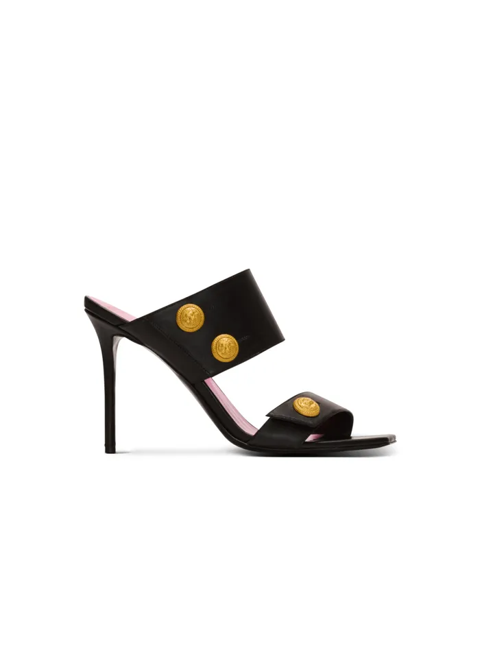 Heeled Eva Mules In Calfskin Black Women Balmain High Heels and Pumps