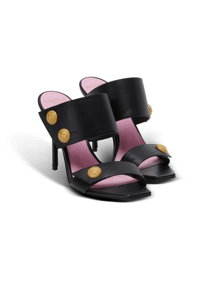 Heeled Eva Mules In Calfskin Black Women Balmain High Heels and Pumps