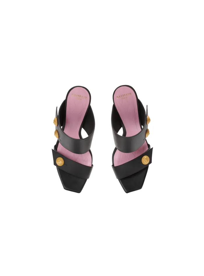 Heeled Eva Mules In Calfskin Black Women Balmain High Heels and Pumps