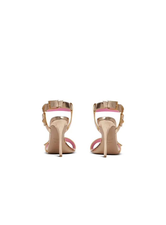 Heeled Eva Sandals In Mirrored Leather Gold Women Balmain High Heels and Pumps
