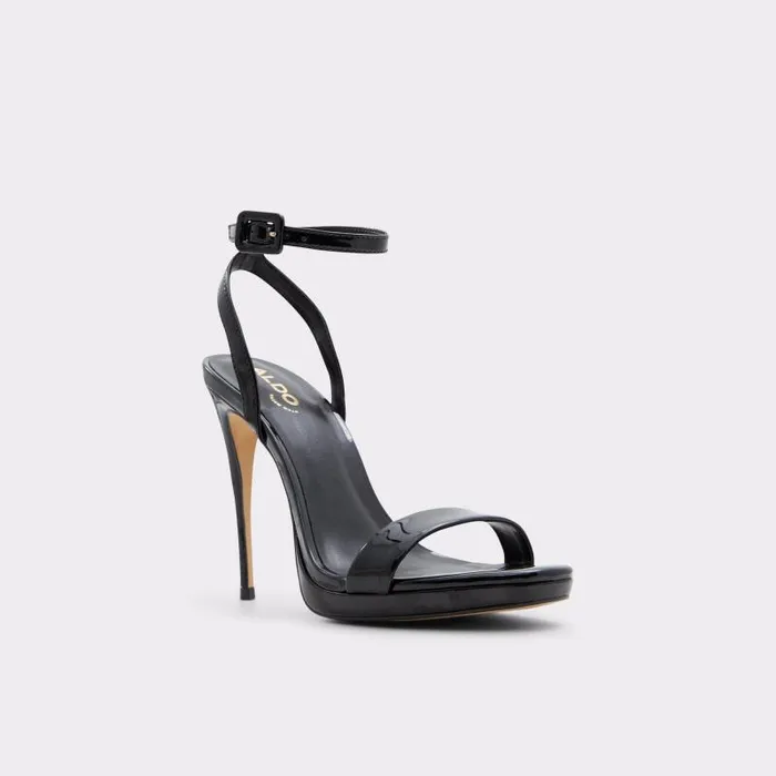 Heels Women ALDO Kat Black Strappy Sandal 8211 Stiletto Platform
