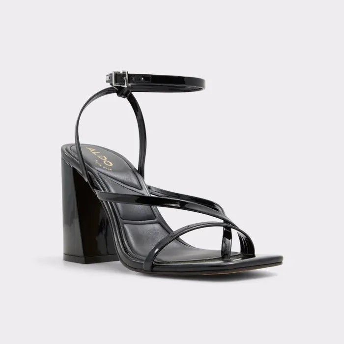 Heels Women ALDO Laurader Black Strappy Block Heeled Sandal