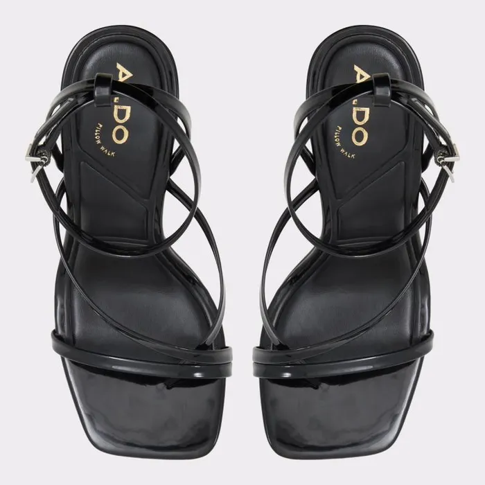 Heels Women ALDO Laurader Black Strappy Block Heeled Sandal