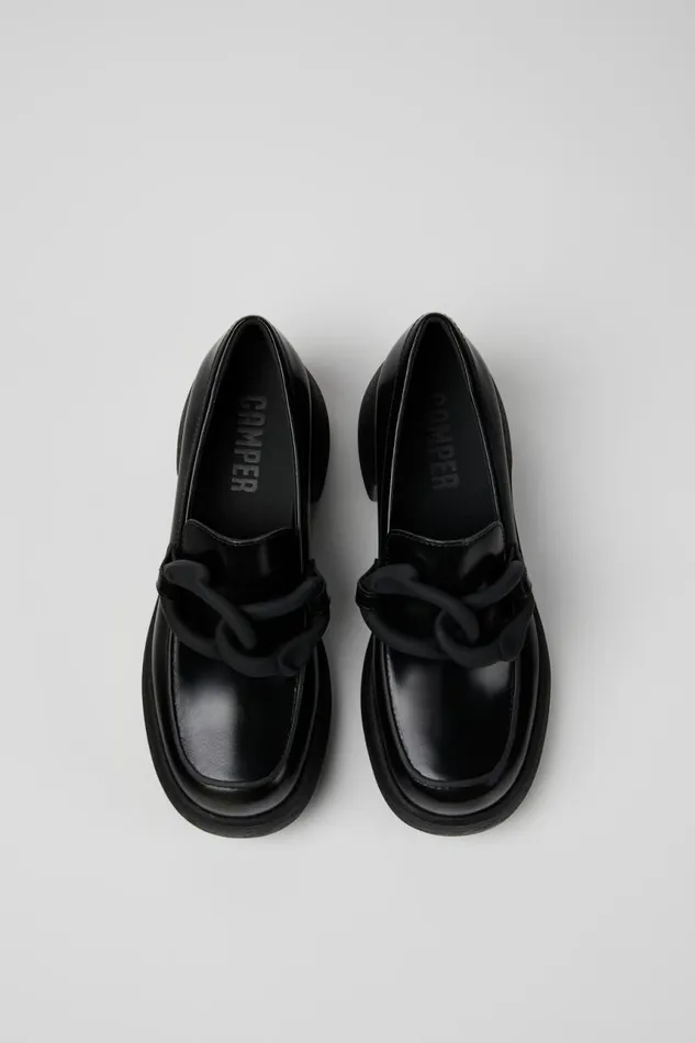 Heels Women Camper Thelma Black Leather MoccasinBallerina